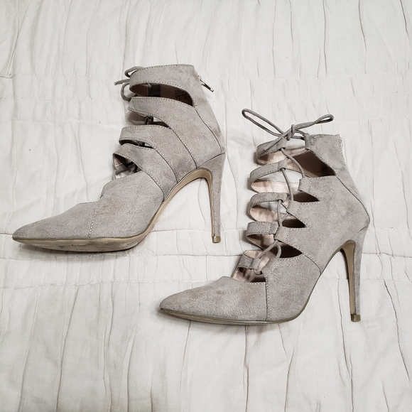 Mix No. 6 Shoes - Taupe Lace Up Heels